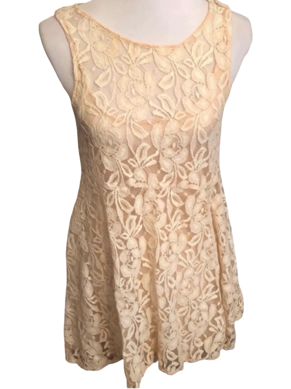 Free People Miles of Lace Cream Ivory Lace Dress Medium Cottagecore Boho Bridal
